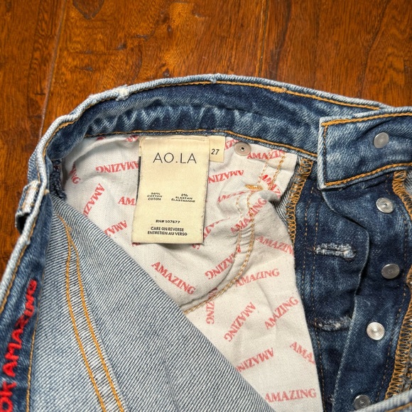 AO.LA Alice & Olivia Amazing Highrise Girlfriend Slim Cropped Jeans 27 - Picture 13 of 14